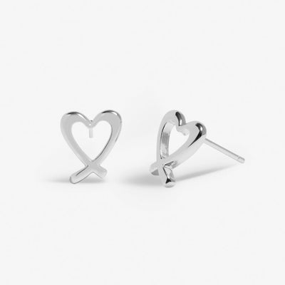 Joma Jewellery  - Boxed A Little "With Love' Heart Stud Earrings - Silver