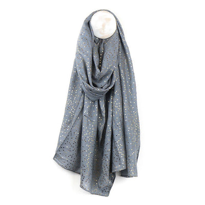 POM Gold Speckle Foil Scarf - Dove Blue/Grey