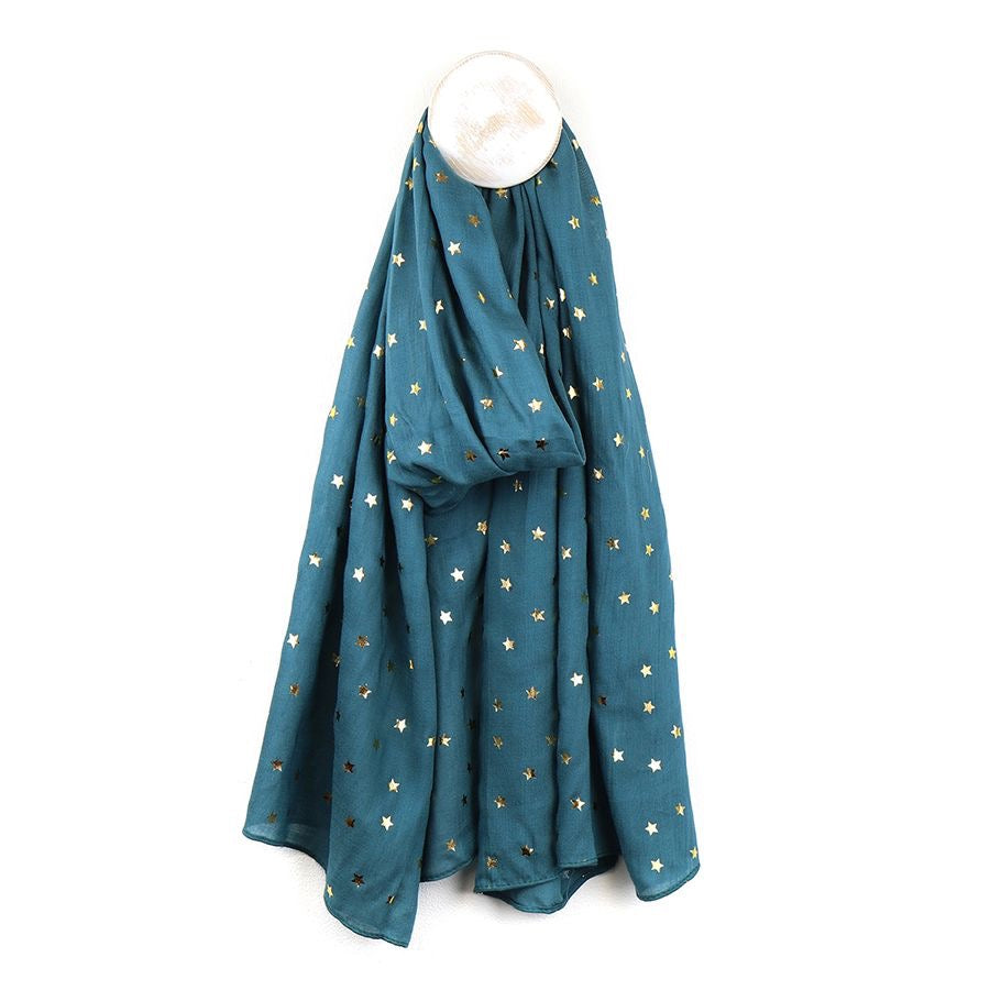 POM Gold Star Foil Scarf - Teal