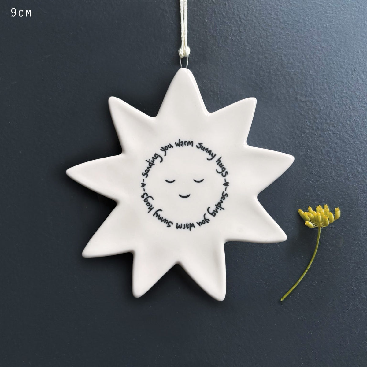 East of India - Sun Hanging Porcelain Decoration - Sending You Warm Sunny Hugs