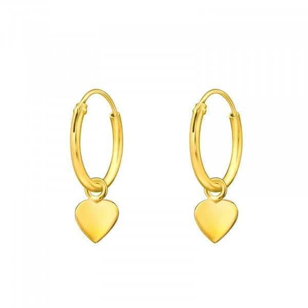 Hollie Tree - Solid Heart Hoop - Glass Bottled Earrings - Gold