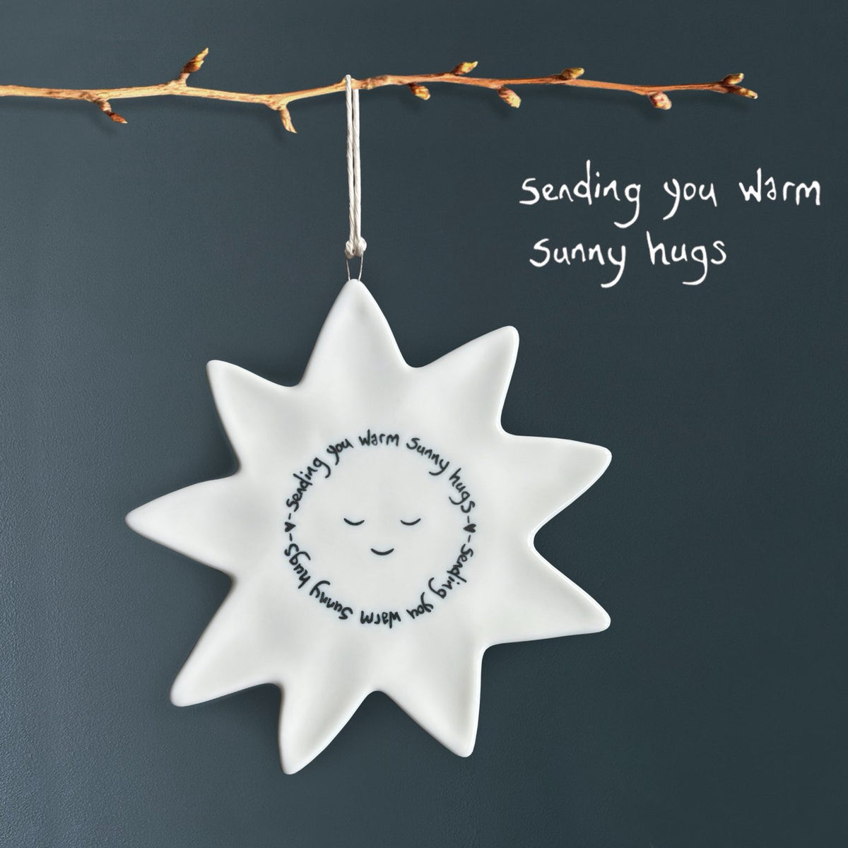 East of India - Sun Hanging Porcelain Decoration - Sending You Warm Sunny Hugs