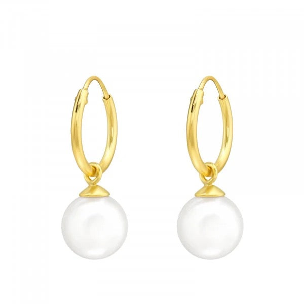 Hollie Tree - White Pearl Hoop - Glass Bottled Earrings - Gold