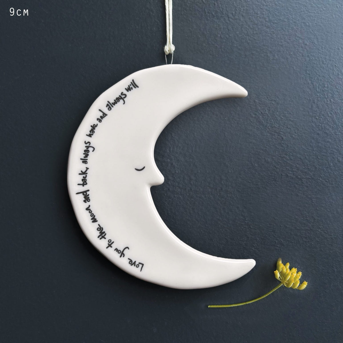East of India - Moon Hanging Porcelain Decoration -Love You To The Moon &amp; Back