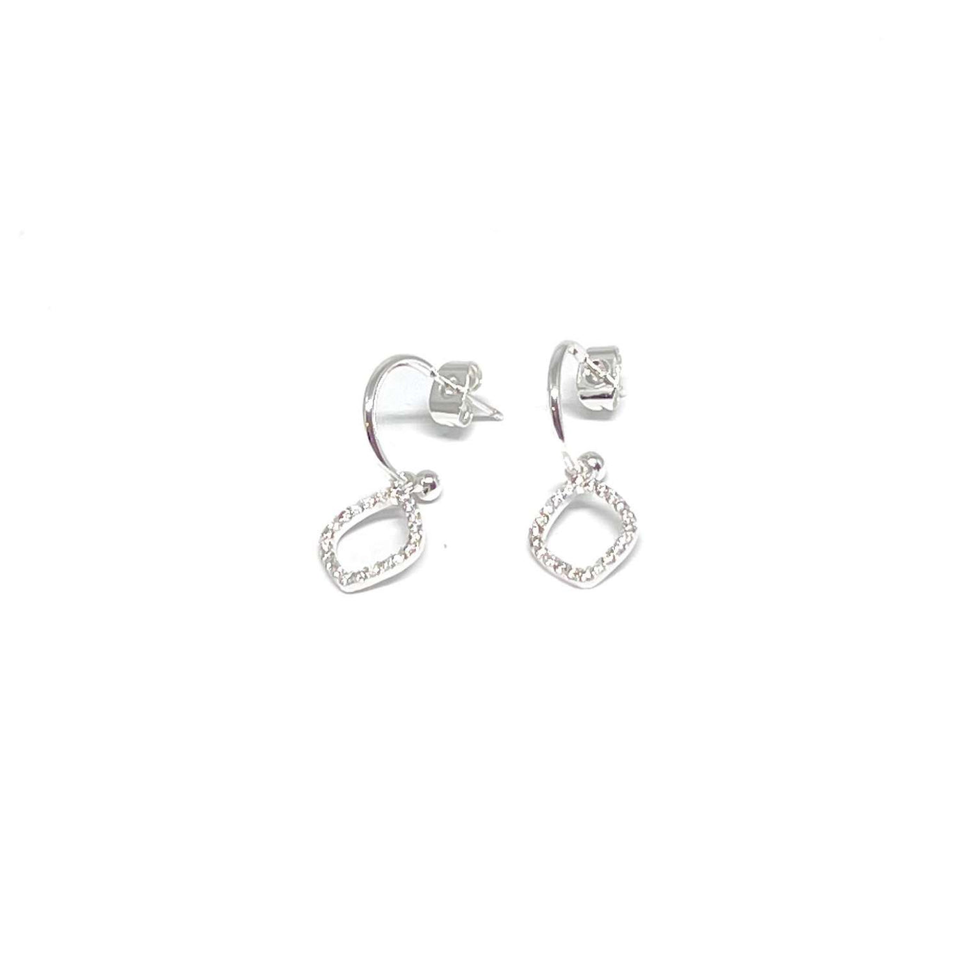 Verity Pave Oval Earrings - Silver - Clementine Jewellery