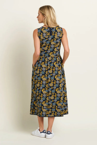 Brakeburn Women's Luna Floral Midi Dress - Navy/Mustard