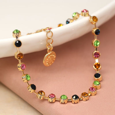 POM Multicoloured Gold Crystal Link Bracelet