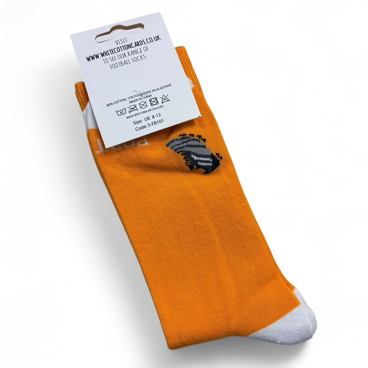 White Cotton Mens Ankle Socks - Football - Port Vale - Orange