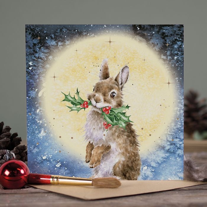 'By The Light of The Moon' Rabbit Christmas Card - Wrendale Designs