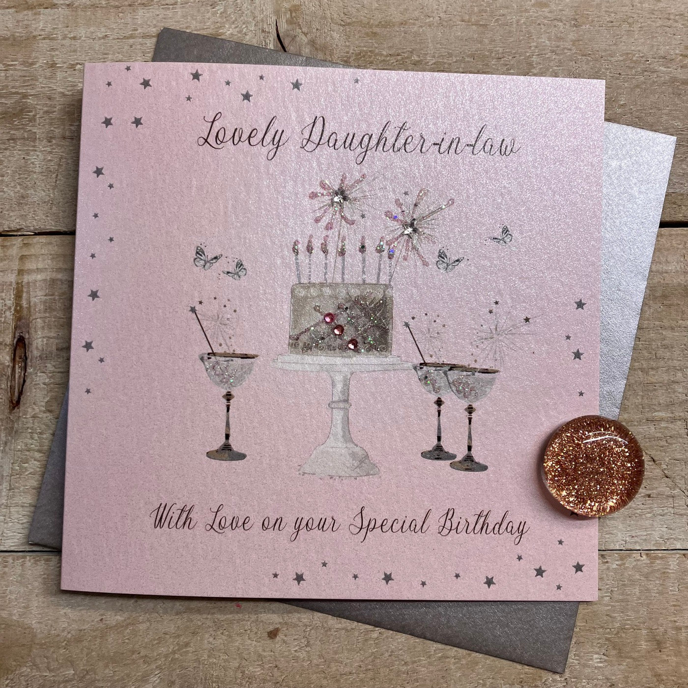 Lovely Daughter In Law Cake And Cocktails Birthday Card - White Cotton Cards
