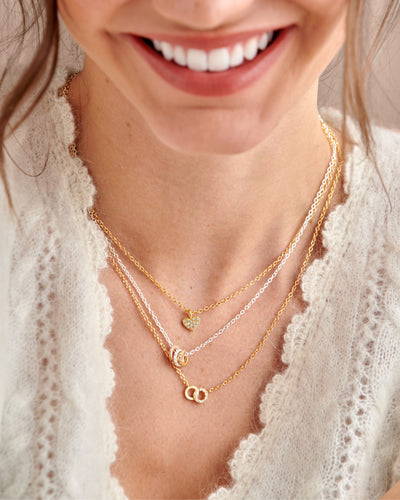 Joma Jewellery -Pave Linked Circles - Gold Mini Charms Necklace