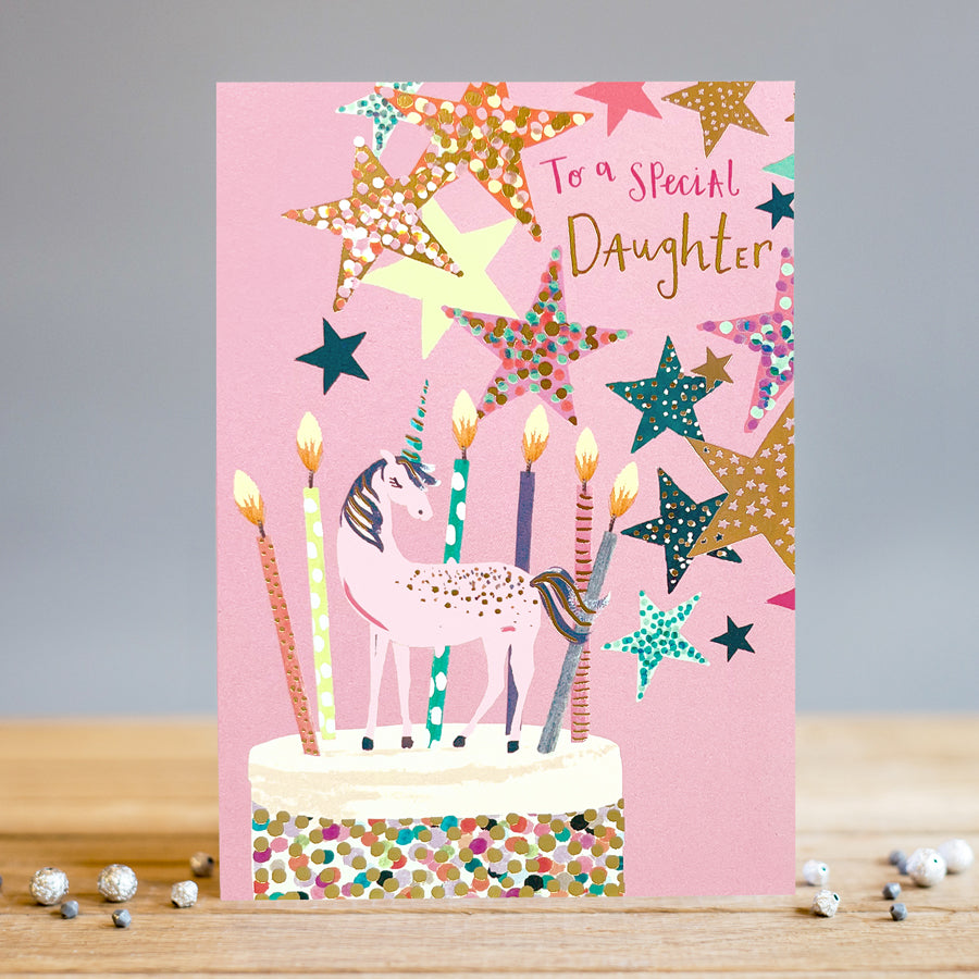 Louise Tiler Unicorn Cake Special Daughter Birthday Card