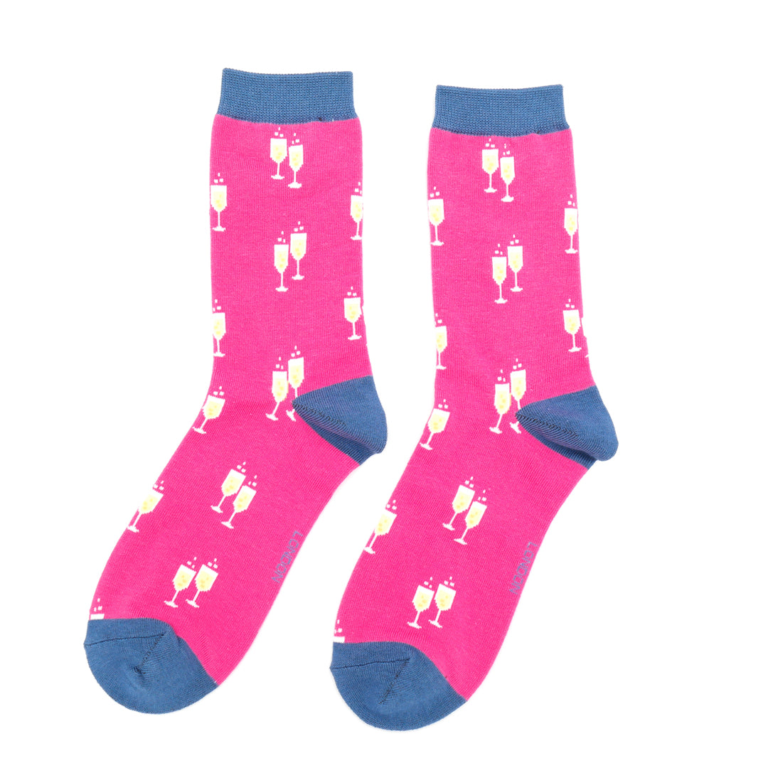 Miss Sparrow Ladies Bamboo Ankle Socks - Cheers - Hot Pink