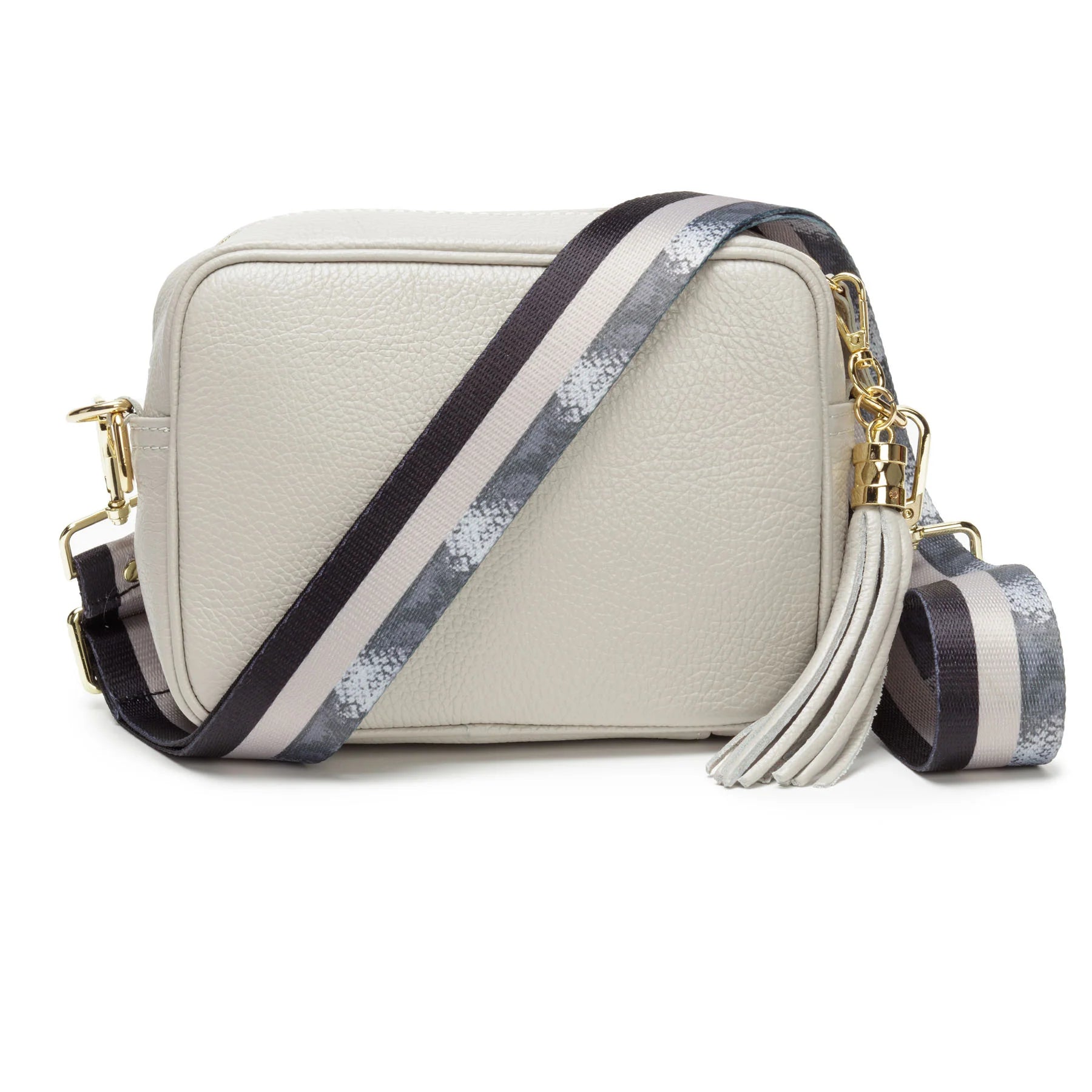 Elie Beaumont Designer Leather Crossbody Bag - Light Grey (GOLD Fittings)