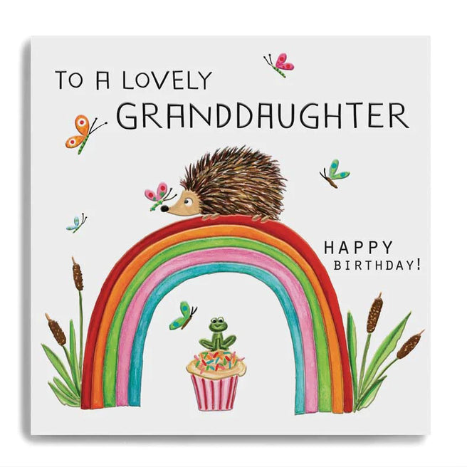 Janie Wilson - Lovely Granddaughter Rainbow Hedgehog Birthday Card