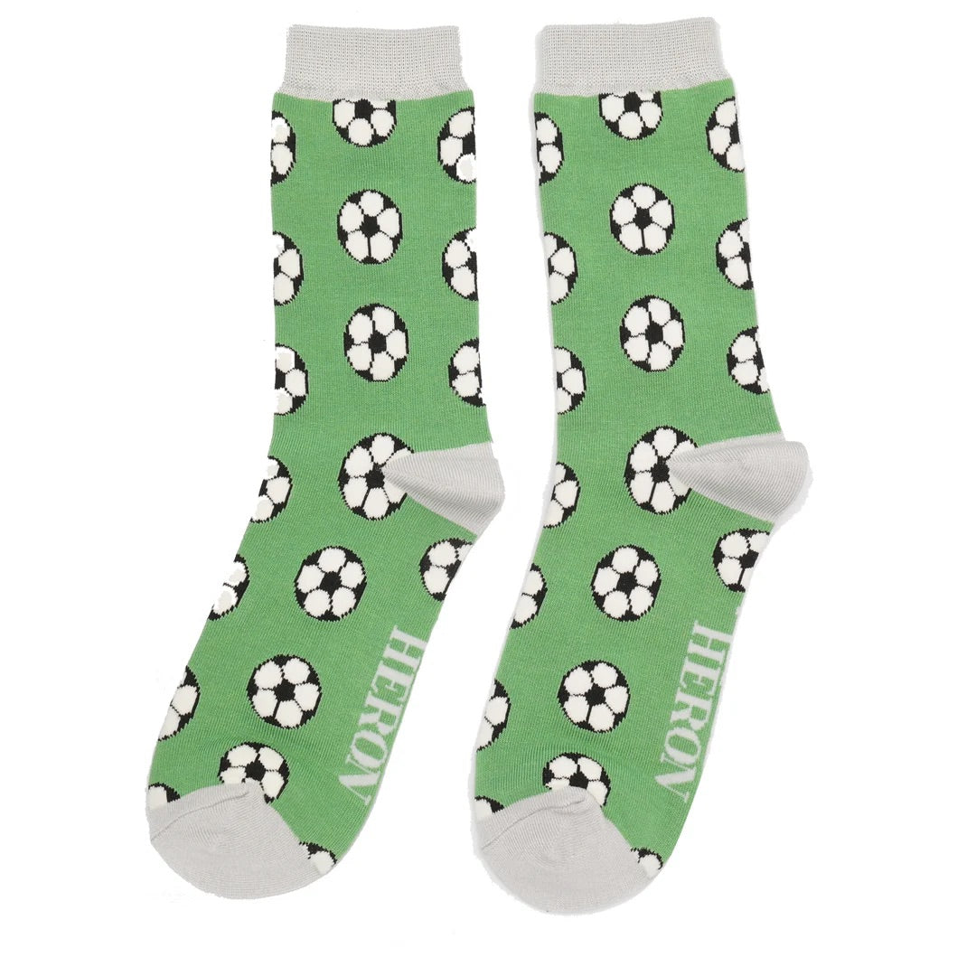 Mr Heron MENS Bamboo Ankle Socks - Football - Mint Green