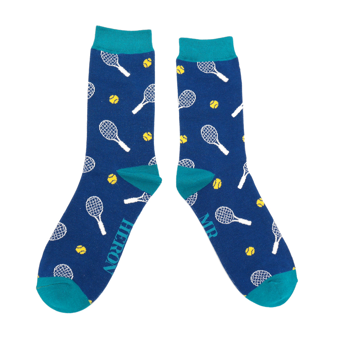 Mr Heron MENS Bamboo Ankle Socks - Tennis - Navy Blue