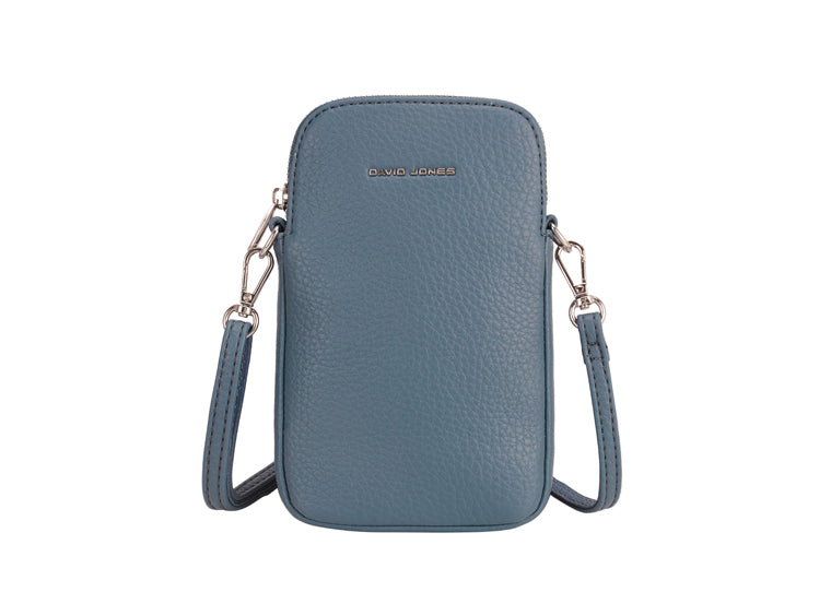 David Jones Phone Crossbody Handbag - Denim Blue (Silver fittings)
