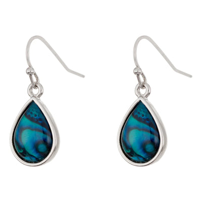 Byzantium Paua Shell Drop Earrings -Rounded Raindrops