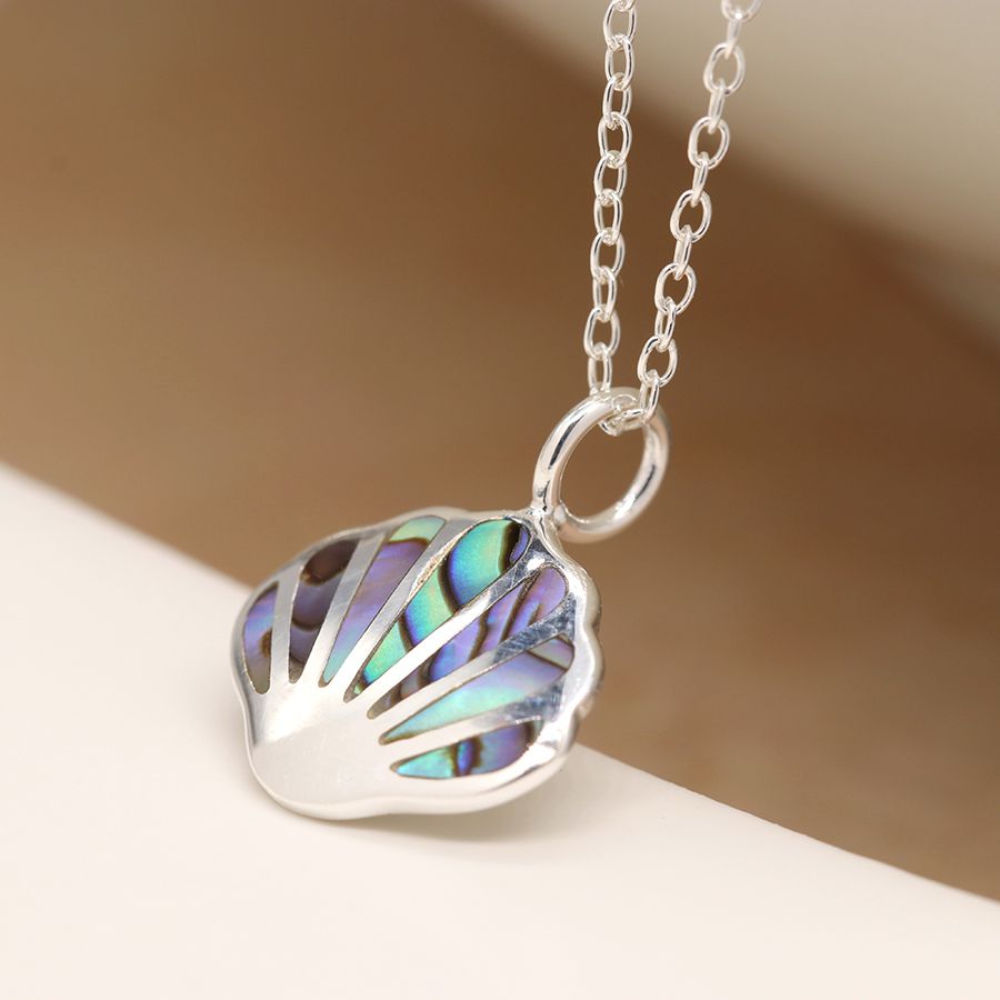 POM Sterling Silver & Paua Shell Clamshell Pendant Necklace