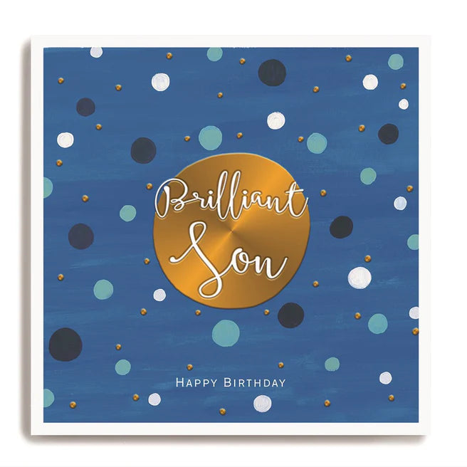 Janie Wilson - Happy Birthday Brilliant Son Blue Spotty Card