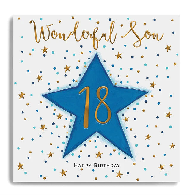 Janie Wilson - 18 Wonderful Son Large Blue Star Card