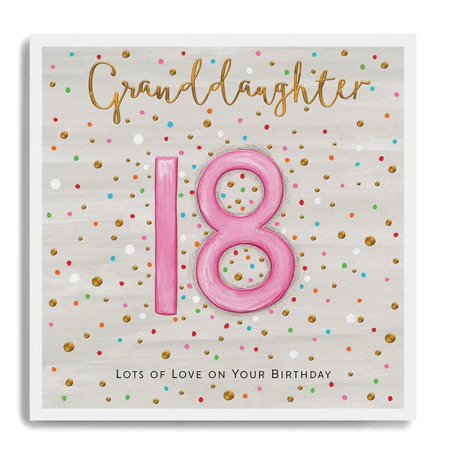 Janie Wilson - 18 Granddaughter Large Pink Numbers Card