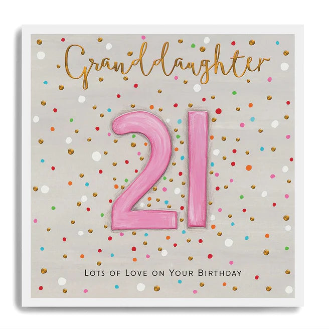 Janie Wilson - 21 Granddaughter Large Pink Numbers Card