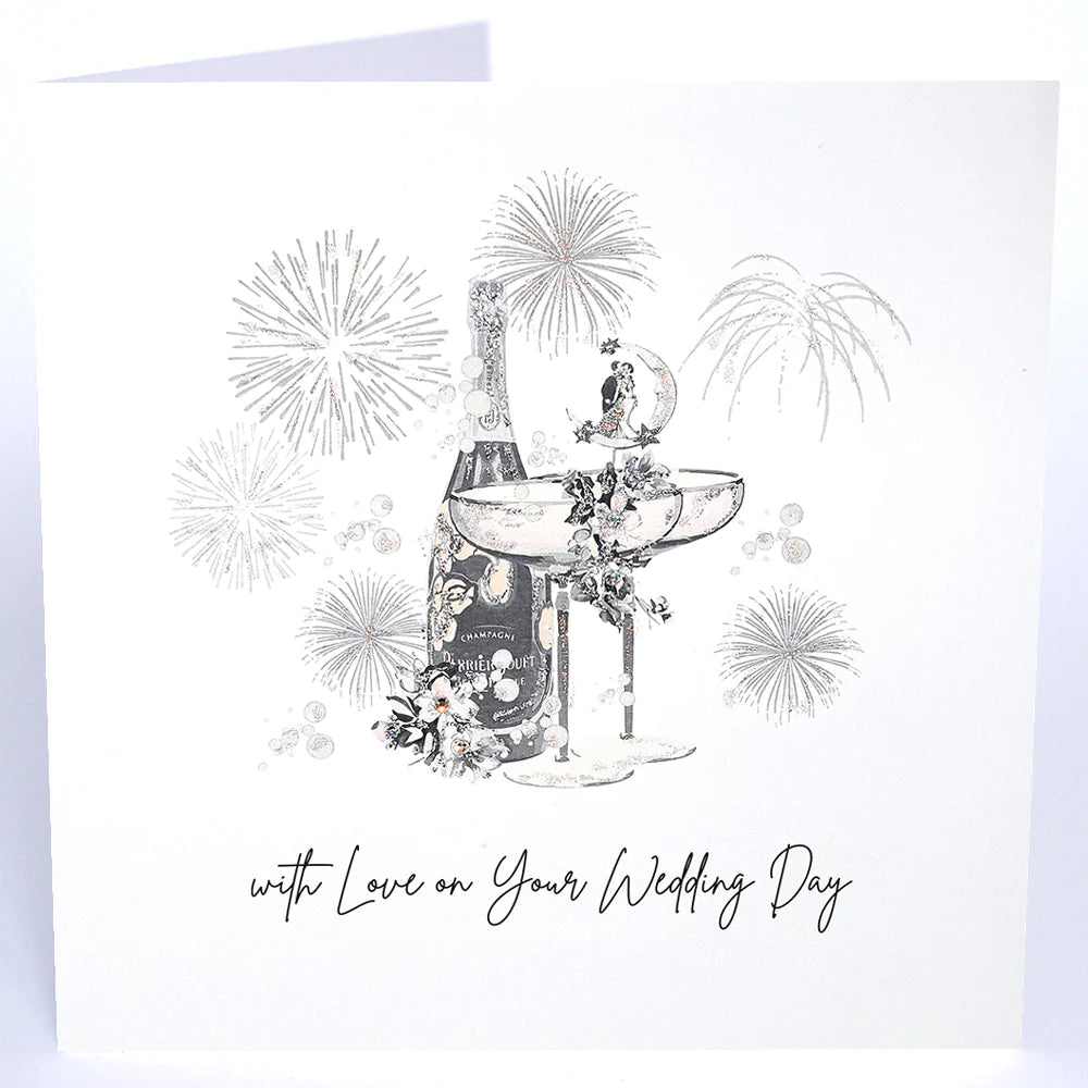 Five Dollar Shake LARGE With Love on your Wedding Day Champagne & Fireworks Card