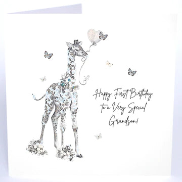 Five Dollar Shake - LARGE card - Grandson 1st Birthday Giraffe