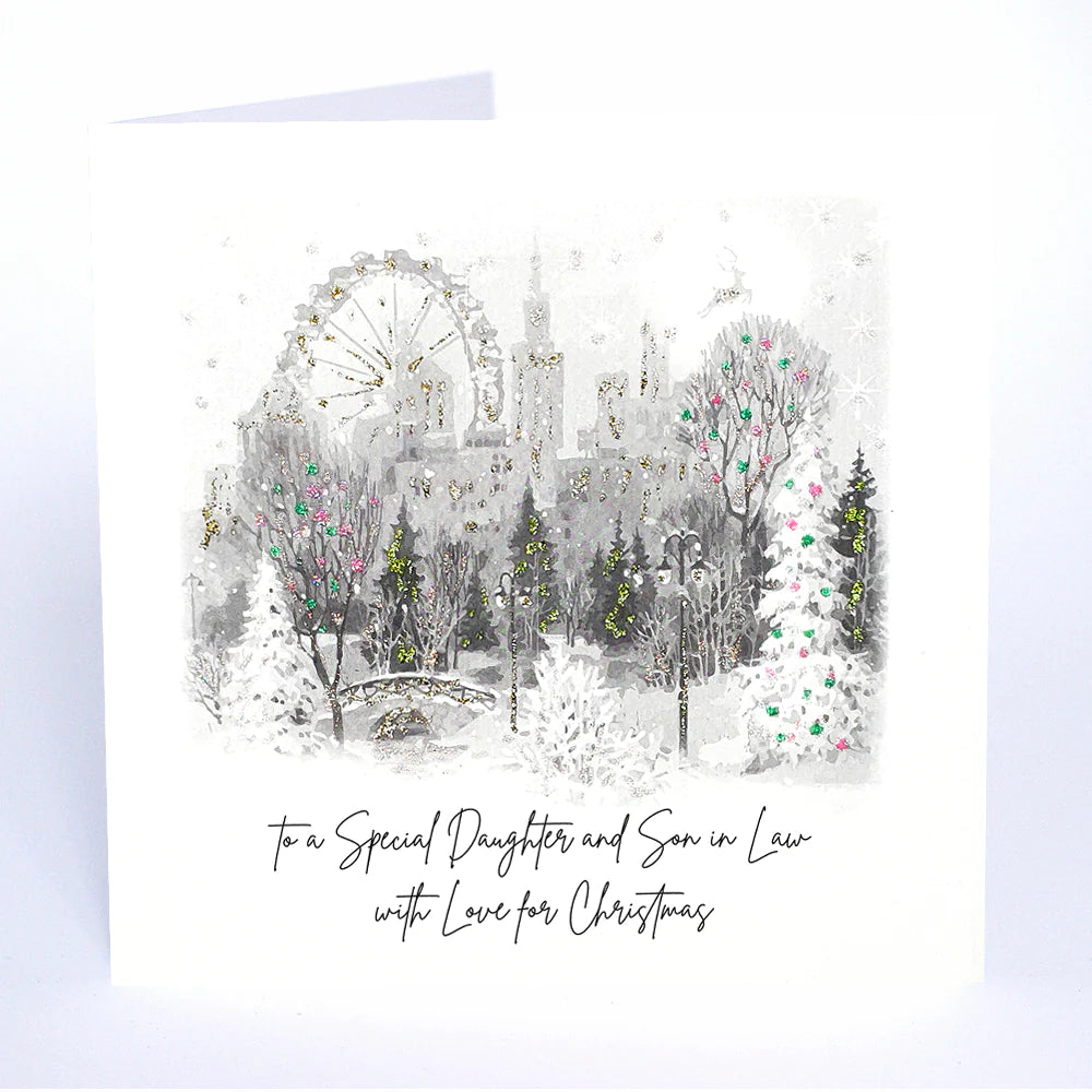 Five Dollar Shake -Special Daughter & Son-in-Law Cityscape Christmas Card