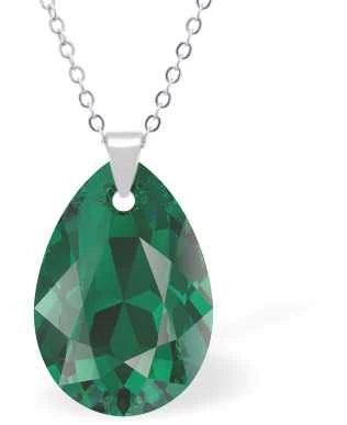Byzantium Austrian Crystal Pendant - Pear - Emerald Green