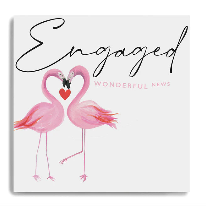 Janie Wilson - Engagement Pink Flamingoes Small Card