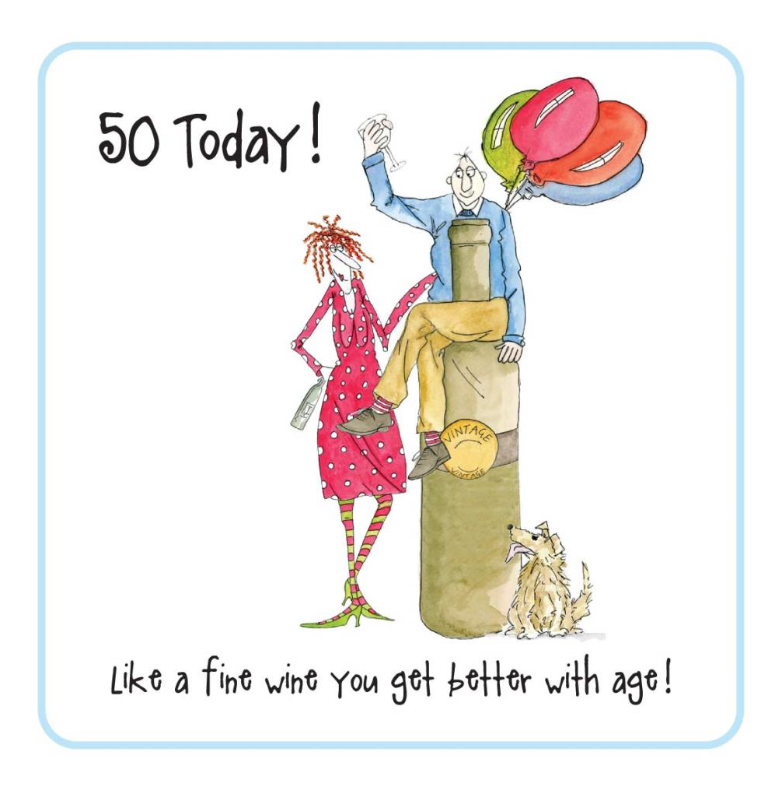 Camilla & Rose Age Birthday Card -50th Birthday Fine Wine