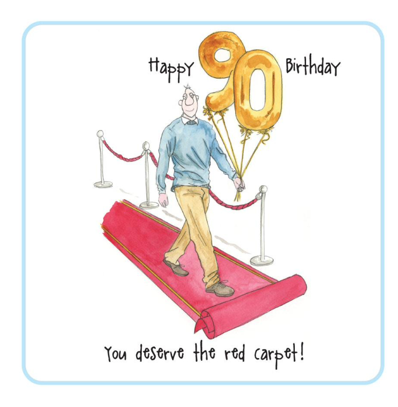 Camilla & Rose Age Birthday Card -90th Birthday Red Carpet