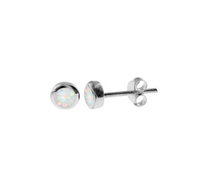 Kali Ma 3mm White Opal Round Studs - Sterling 925 Silver
