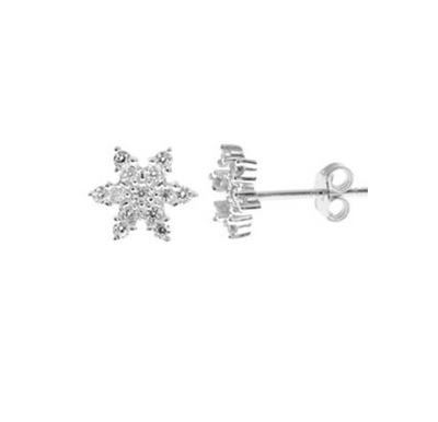 Kali Ma Pave Snowflake CZ Stud Earrings - Sterling 925 Silver