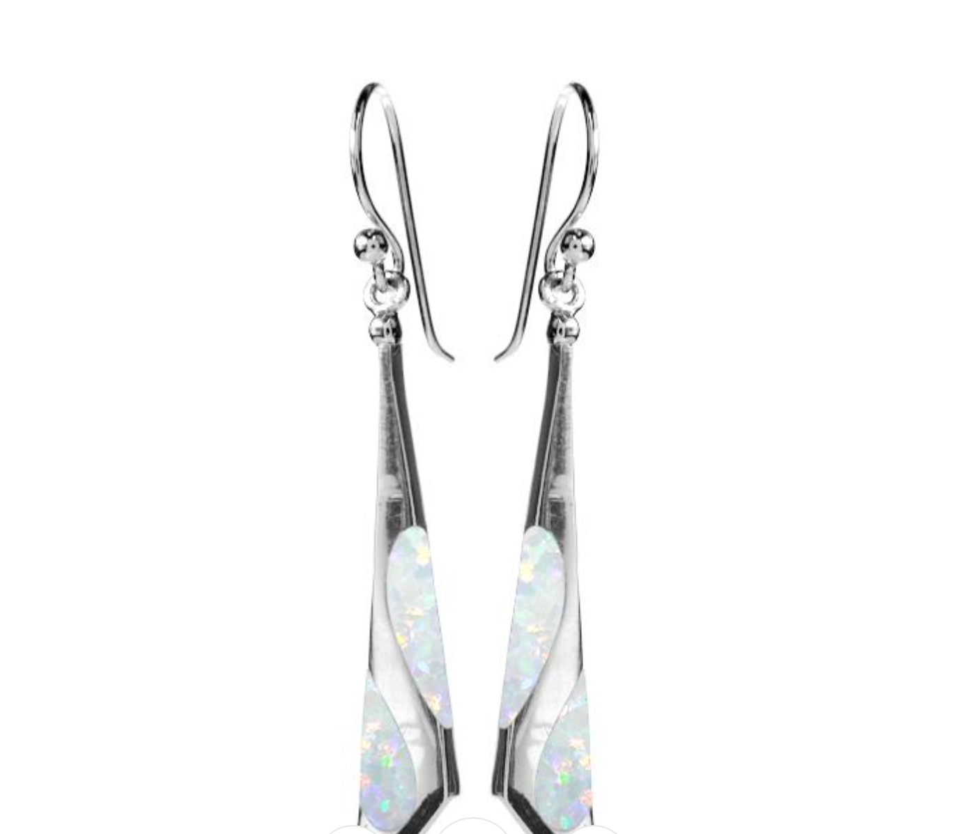 Kali Ma White Opal Irregular Triangles Long Dangly Earrings - Sterling 925 Silver