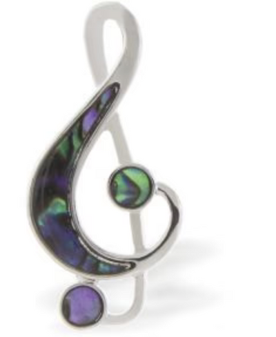 Byzantium Paua Shell Brooch - Treble Clef