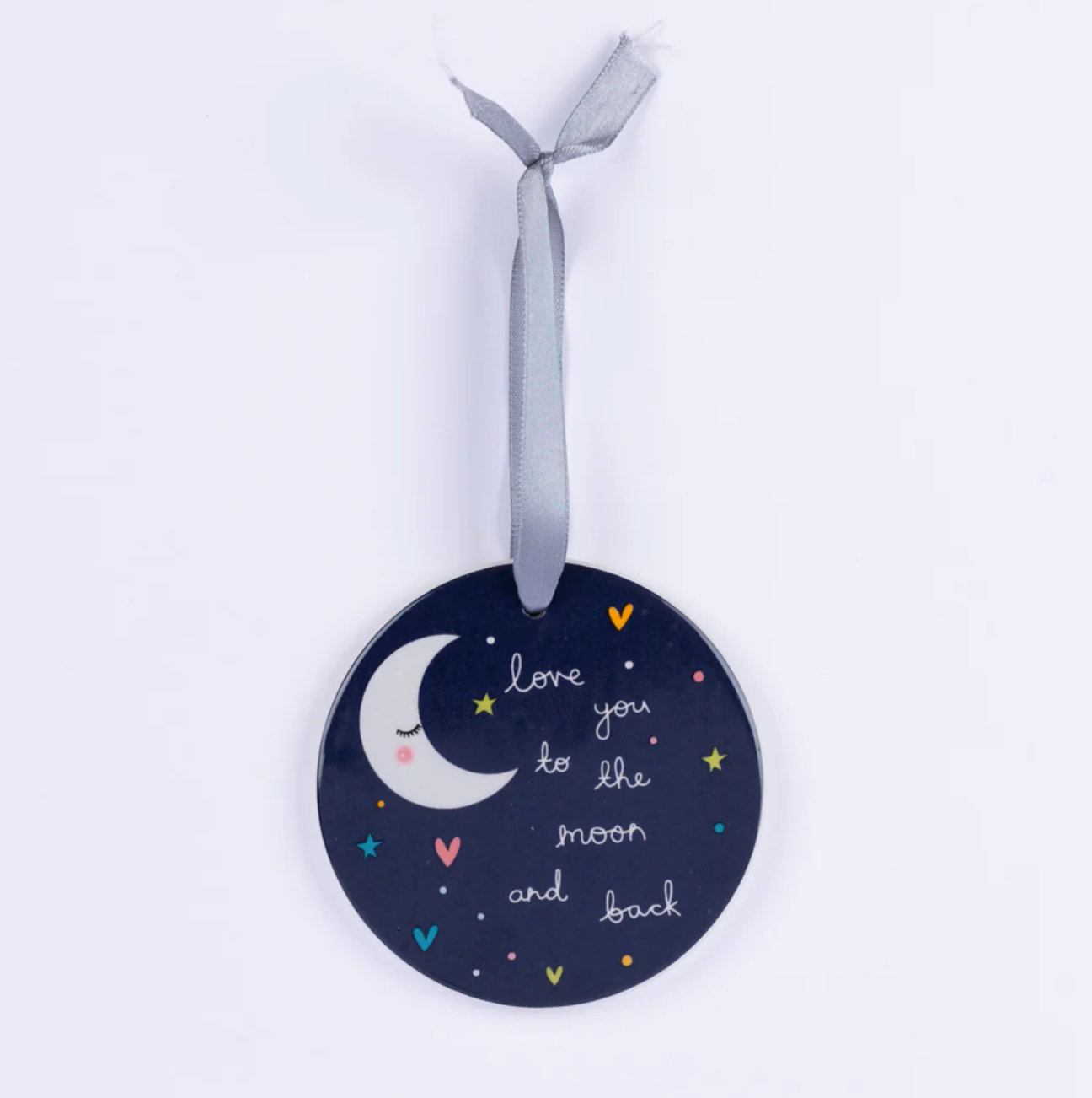 Belly Button Love You to the Moon & Back Ceramic Hanging Circle Decoration