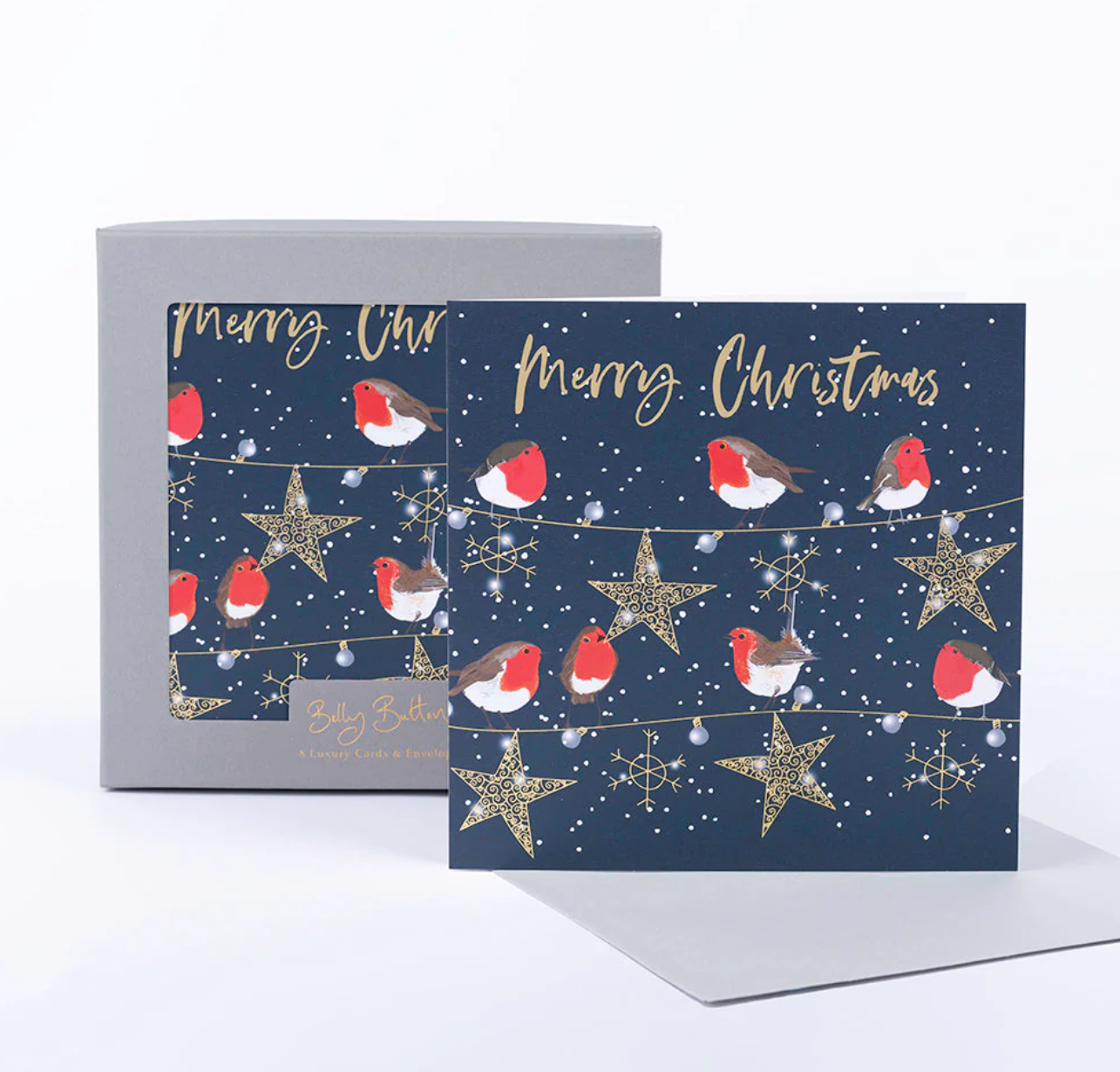 Belly Button Robins Luxury Box Christmas Cards - 8 Pack