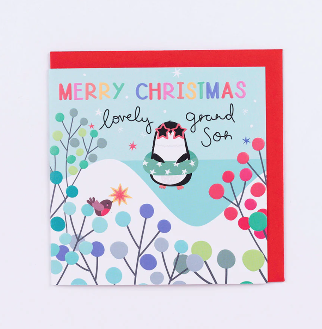 Belly Button Lovely Grandson Penguin Small Christmas Card