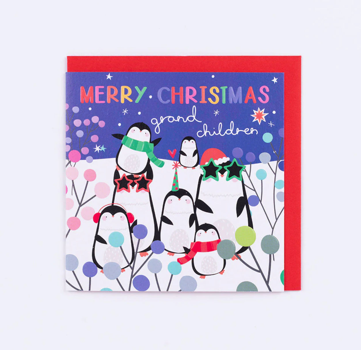 Belly Button Lovely Grandchildren Penguins Small Christmas Card