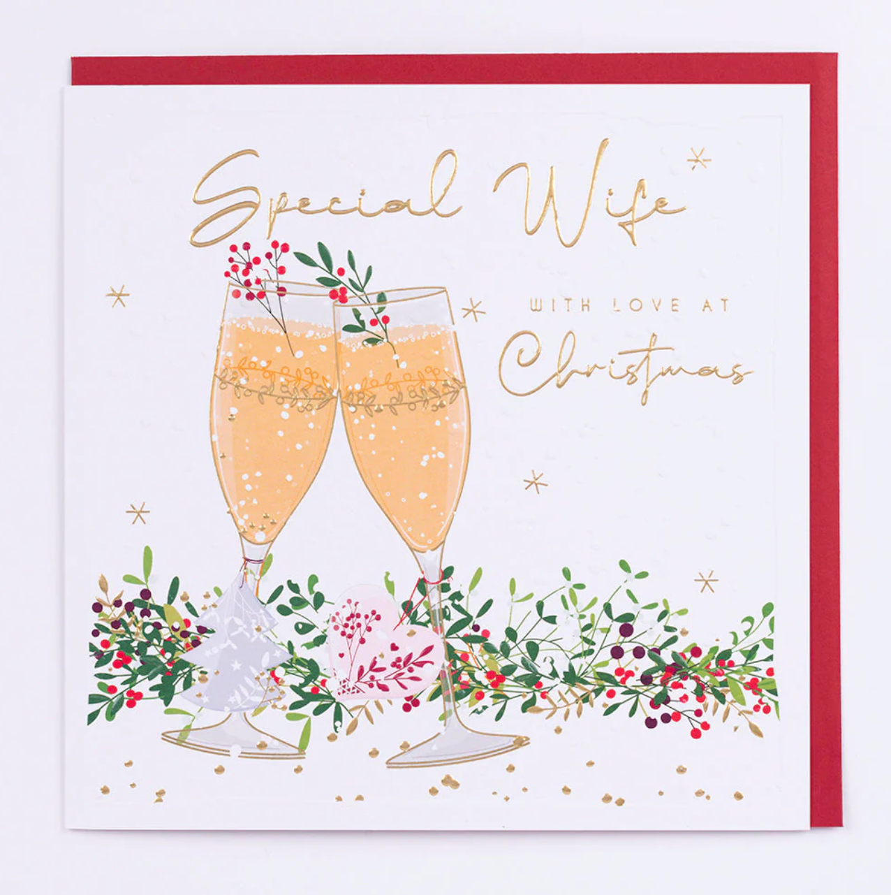 Belly Button Special Wife Champagne Christmas LARGE Card