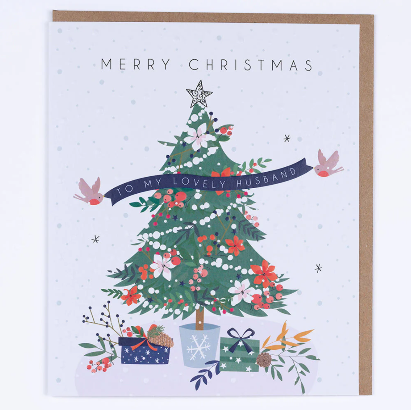 Belly Button Lovely Husband Tree Christmas Card