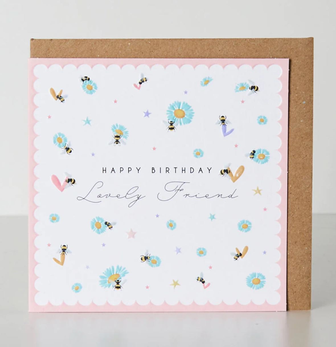 Belly Button Happy Birthday Lovely Friend Ditsy Bee & Floral Small Card