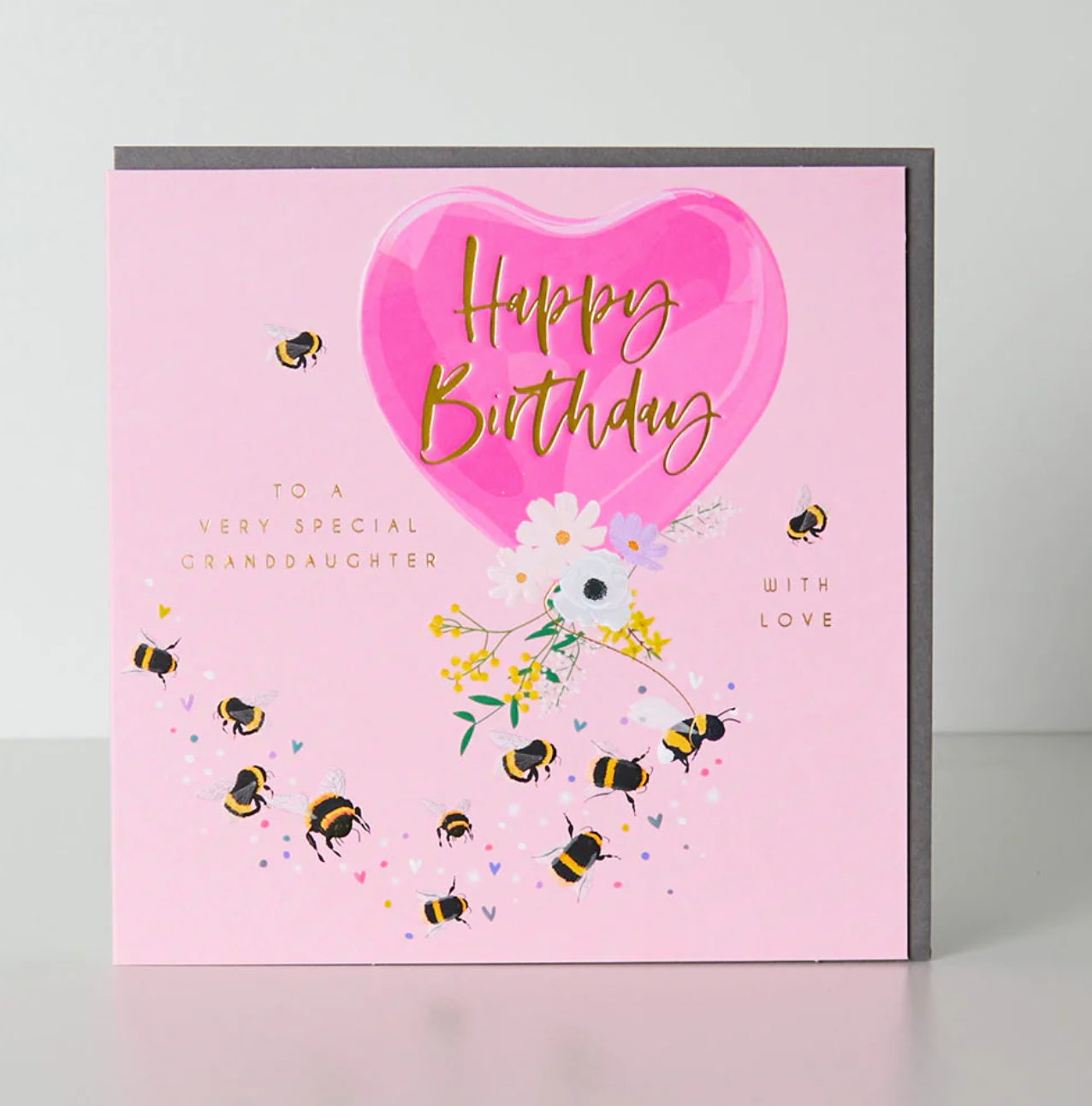 Belly Button Pink Balloon & Bees Very Special Granddaughter Birthday Card