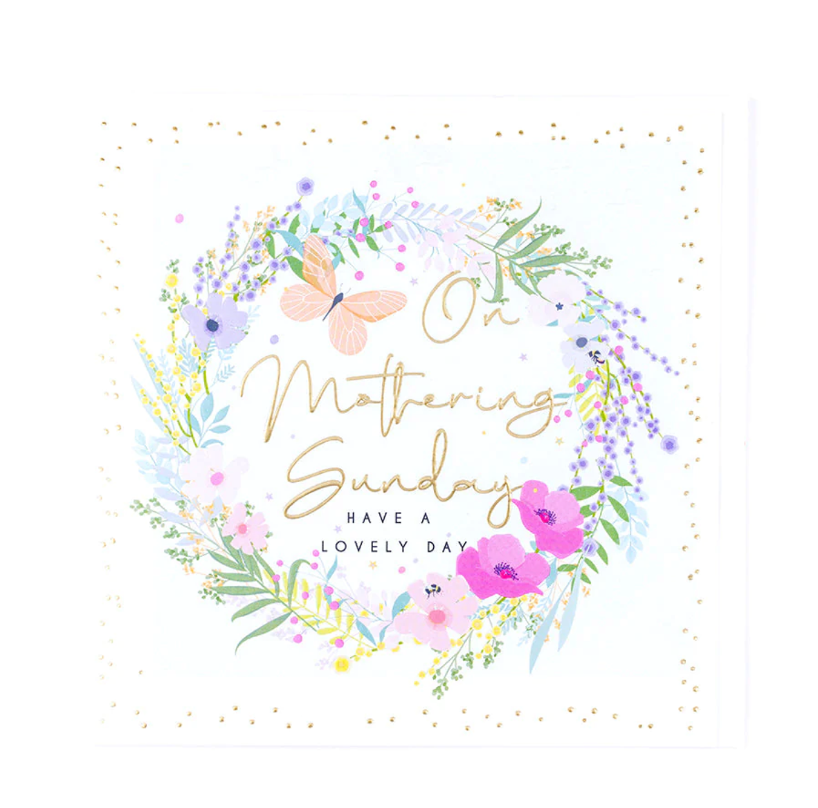Belly Button On Mothering Sunday Have a Lovely Day Floral Wreath Large Card