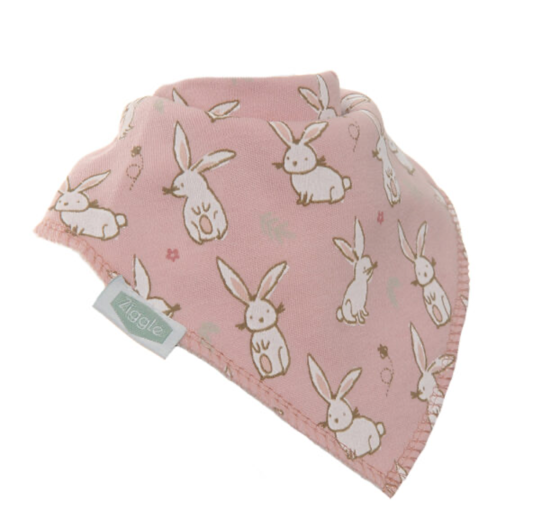 Ziggle Cute Bunnies Dribble Bib - Pink