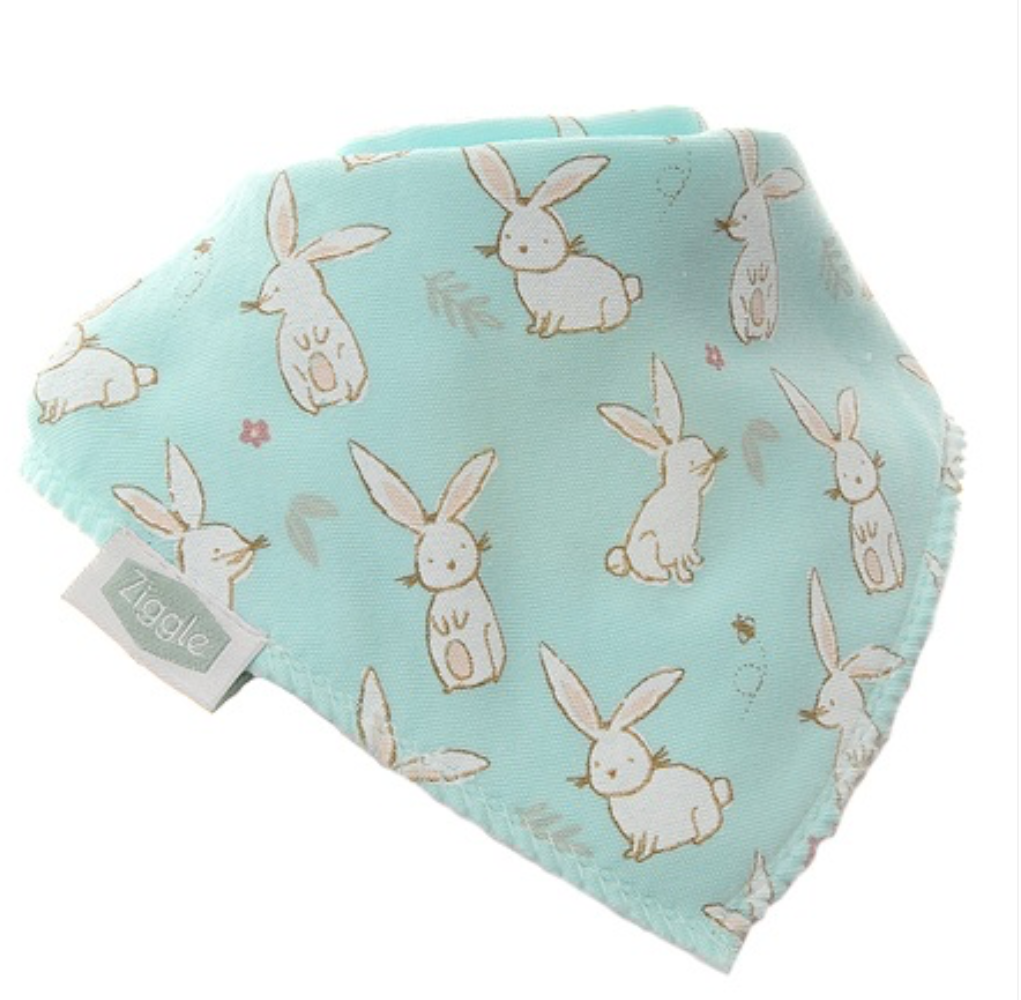 Ziggle Cute Bunnies Dribble Bib - Mint